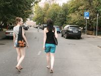 Feet - Alexandra + Olga A - 2011-04-02 Two girls in the center of Moscow