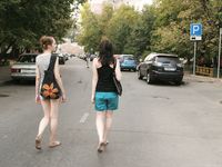 Feet - Alexandra + Olga A - 2011-04-02 Two girls in the center of Moscow