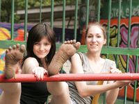 Feet - Alexandra + Olga A - 2011-04-02 Two girls in the center of Moscow