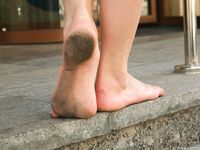 Feet - Alexandra F - 2018-01-19 Barefoot blonde in a white dress