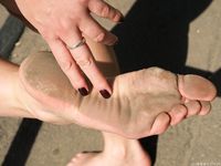 Feet - Alexandra F - 2018-01-19 Barefoot blonde in a white dress