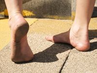 Feet - Alexandra F - 2018-01-19 Barefoot blonde in a white dress