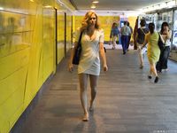 Feet - Alexandra F - 2018-01-19 Barefoot blonde in a white dress