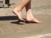 Feet - Alexandra F - 2018-01-19 Barefoot blonde in a white dress