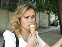 Feet - Alexandra F - 2018-01-19 Barefoot blonde in a white dress