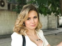 Feet - Alexandra F - 2018-01-19 Barefoot blonde in a white dress