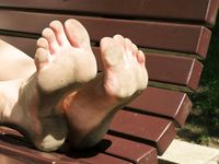 Feet - Alexandra F - 2018-01-19 Barefoot blonde in a white dress