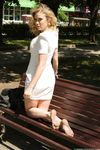 Feet - Alexandra F - 2018-01-19 Barefoot blonde in a white dress
