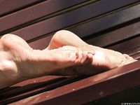 Feet - Alexandra F - 2018-01-19 Barefoot blonde in a white dress