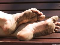 Feet - Alexandra F - 2018-01-19 Barefoot blonde in a white dress