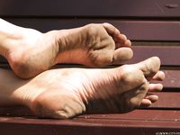 Feet - Alexandra F - 2018-01-19 Barefoot blonde in a white dress