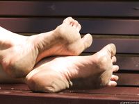 Feet - Alexandra F - 2018-01-19 Barefoot blonde in a white dress