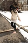 Feet - Alina - 2015-01-08 Barefoot in a winter park
