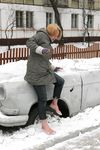 Feet - Alisa - 2011-03-27 Crazy barefoot girl in snowy streets