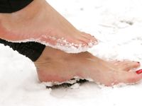 Feet - Anna B - 2011-04-28 Barefoot in snowstorm