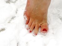 Feet - Anna B - 2011-04-28 Barefoot in snowstorm