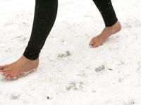 Feet - Anna B - 2011-04-28 Barefoot in snowstorm
