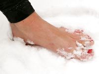 Feet - Anna B - 2011-04-28 Barefoot in snowstorm