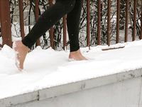 Feet - Anna B - 2011-04-28 Barefoot in snowstorm