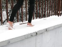 Feet - Anna B - 2011-04-28 Barefoot in snowstorm