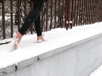 Feet - Anna B - 2011-04-28 Barefoot in snowstorm