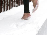 Feet - Anna B - 2011-04-28 Barefoot in snowstorm