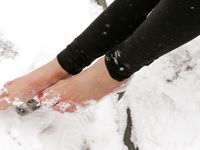Feet - Anna B - 2011-04-28 Barefoot in snowstorm