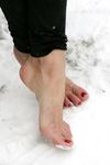 Feet - Anna B - 2011-04-28 Barefoot in snowstorm