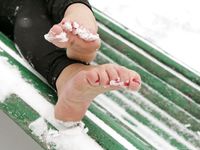 Feet - Anna B - 2011-04-28 Barefoot in snowstorm