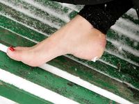 Feet - Anna B - 2011-04-28 Barefoot in snowstorm