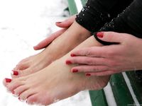Feet - Anna B - 2011-04-28 Barefoot in snowstorm