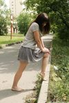 Feet - Anna G - 2012-11-11 Barefoot girl in a short skirt