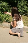 Feet - Anna G - 2012-11-11 Barefoot girl in a short skirt