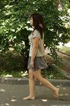 Feet - Anna G - 2012-11-11 Barefoot girl in a short skirt