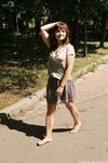 Feet - Anna G - 2012-11-11 Barefoot girl in a short skirt