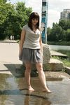 Feet - Anna G - 2012-11-11 Barefoot girl in a short skirt