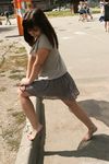 Feet - Anna G - 2012-11-11 Barefoot girl in a short skirt