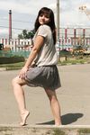 Feet - Anna G - 2012-11-11 Barefoot girl in a short skirt