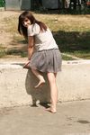 Feet - Anna G - 2012-11-11 Barefoot girl in a short skirt