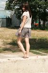 Feet - Anna G - 2012-11-11 Barefoot girl in a short skirt
