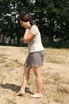 Feet - Anna G - 2012-11-11 Barefoot girl in a short skirt