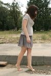 Feet - Anna G - 2012-11-11 Barefoot girl in a short skirt