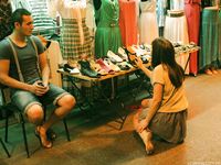 Feet - Anna G - 2012-11-11 Barefoot girl in a short skirt