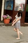 Feet - Anna G - 2012-11-11 Barefoot girl in a short skirt