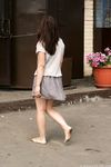 Feet - Anna G - 2012-11-11 Barefoot girl in a short skirt