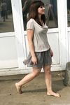 Feet - Anna G - 2012-11-11 Barefoot girl in a short skirt