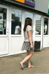 Feet - Anna G - 2012-11-11 Barefoot girl in a short skirt