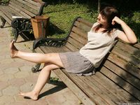 Feet - Anna G - 2012-11-11 Barefoot girl in a short skirt