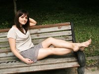 Feet - Anna G - 2012-11-11 Barefoot girl in a short skirt