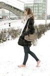 Feet - Arina - 2011-03-27 Slender girl walks barefoot in snow